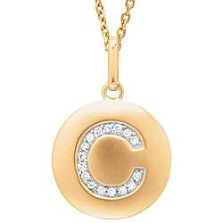 14k Yellow Gold Diamond Initial C Disc Necklace  Overstock