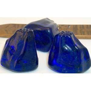   Nugget Artglass Cobalt Blue irregular shape, 3 pc. lot
