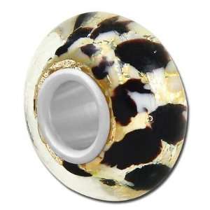  13mm Black Animal with Gold Foil Lining Large Metal Hole 
