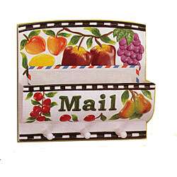 Fruit Delight Hand painted Ceramic Wall mount Key and Mail Holder 