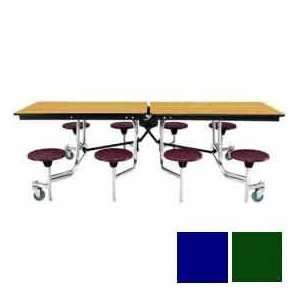   Stool Unit With Plywood Top, Green Top/Blue Stools
