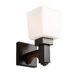   Chic Wall Sconce Light, Black Accented Mid Tone Pine