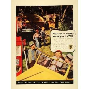  1937 Ad Ethyl Gasoline Fishing Camping Antique Gas Pump Car 