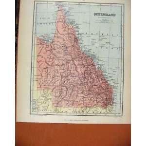  Australia Queensland Chambers Encyclopaedia Map C1888 
