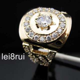 MENs ring 18k yellow gold filled flawless crystal stone high quality 