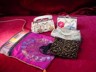   SMALL PURSES Colorful for Coins Make Up Keys 3 Beaded NICE LOT!  