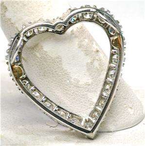   14k white Gold 1950s 2.00 carat VS Diamond heart Slide pendant  