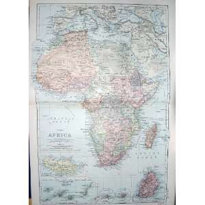 BACON MAP 1894 AFRICA MADEIRA CANARY MAURITIUS CONGO 