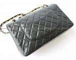 Auth 100% Chanel black quilted lamb classic 2.55 bag #2885  