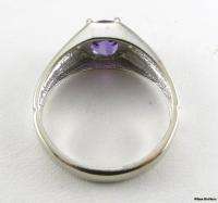 AMETHYST SOLITAIRE RING   1.32ct Oval Cut Diamond Accents 10k White 