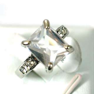   Stylish Engagement White Kashmir Gemstone 14K GP Zircon CZ Ring top