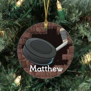  : Personalized Ceramic Hockey Christmas Tree Ornament: Home & Kitchen