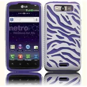  Dark Purple/Black PC+Silicone Zebra Case Cover for LG 