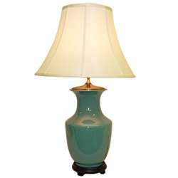 Teal Round Vase Porcelain Table Lamp  Overstock
