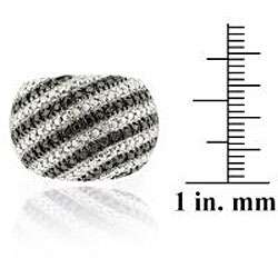 Sterling Silver Black Diamond Accent Striped Ring  