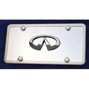 Infiniti Logo on Stainless Steel License Plate + Brush Frame