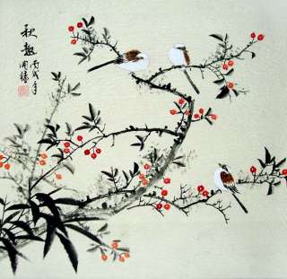 Oriental Art Asian Chinese painting Birds on the Tree  