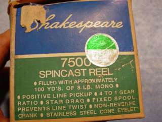 Shakespeare Wondereel 7500 Spin Cast Reel 1971 GOOD+  
