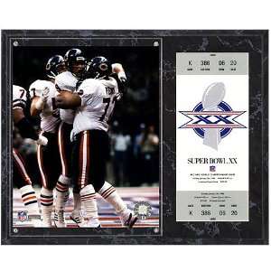   Chicago Bears Super Bowl XX William Perry Plaque with Replica Ticket