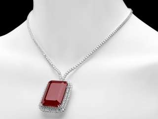 143800 CERTIFIED 18K WHITE GOLD 108CT RUBY 12.00CT DIAMOND NECKLACE 