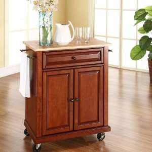   Wood Top Portable Kitchen Cart/Island   Classic Cherry: Home & Kitchen