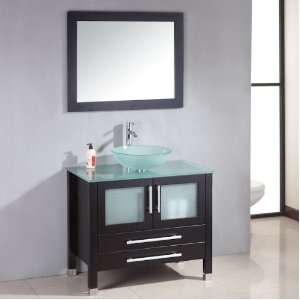  Wood & Glass Bathroom Vessel Sink Vanity Set 36 OS 8111B 