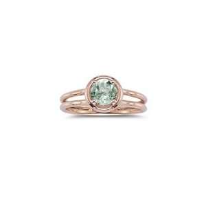  0.67 Cts Green Amethyst Solitaire Ring in 14K Pink Gold 9 