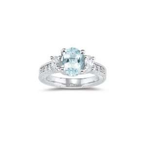  0.62 Cts Diamond & 1.70 Cts Aquamarine Ring in 14K White 