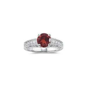  0.57 Ct Diamond & 1.60 Cts Garnet Filigree Ring in 14K 