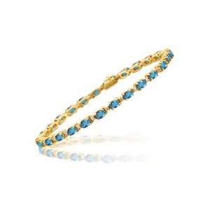  0.26 Cts Diamond & 5.46 Cts Swiss Blue Topaz Bracelet in 