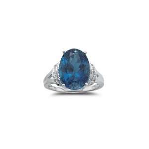  0.03 Ct Diamond & 8.25 Cts London Blue Topaz Ring in 14K 
