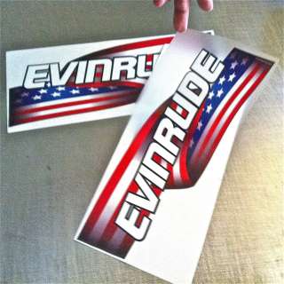 EVINRUDE Outboard decals ETEC USA American flag Stars & Stripes motor 