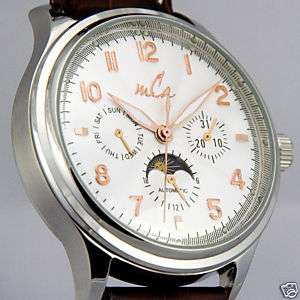 Automatic Mens Watch w/ Guilloche Dial & Seagull Movt  