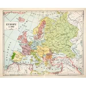  1936 Print Map Europe Pre World War I Russia France Norway 
