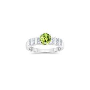  0.24 Cts Diamond & 1.22 Cts Peridot Engagement Ring in 14K 