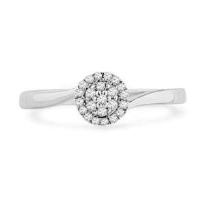  Platinum Plated Sterling Silver Round Diamond Promise Ring 