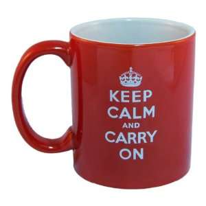 Keep Calm And Carry On Coffee Mug,(Red):  Kitchen & Dining