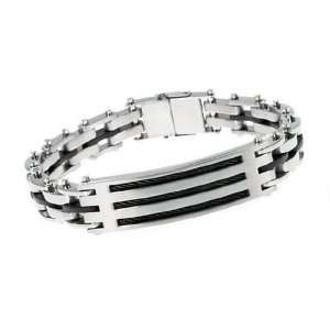  Stainless Steel Mens Cable Bracelet   8.5 Inches Jewelry