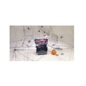  LARGE 60 GRAMS BLACK SPIDER WEBBING W 4 SPIDERS: Toys 