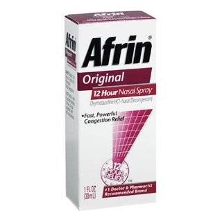 Afrin 12 Hour Decongestant Nasal Spray, Original, 1 Ounce Pumps (Pack 