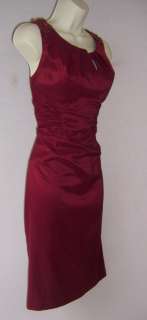   Red Ruched Beaded Stretch Taffeta Holiday Cocktail Dress 10  