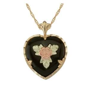  Black Hills Gold 10K Onyx Heart Pendant Jewelry