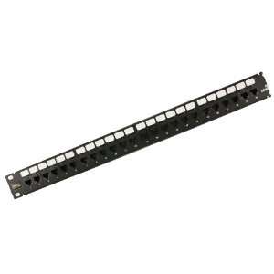  Patch Panel, 24 Port, 1RU, Cat 5E, Cable Management Bar Included Home