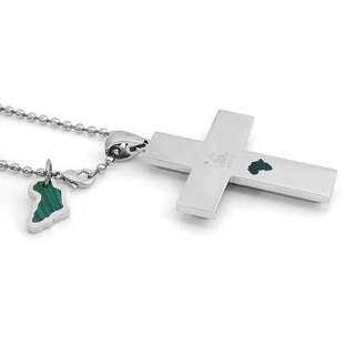 SIMMONS Vibrant Brand New Cross Necklace With Genuine Diamonds Green 