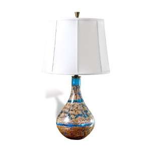    Aster Shores Sea Blue & Antique Gold Glass Lamp: Home & Kitchen
