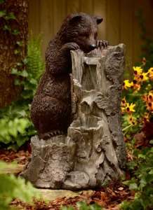 Large Bear Tree Stump Fountain Pump Water Garden Decor Outdoor Pond 