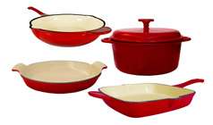 Piece Enamel Cast Iron Red Cookware Set, Spring Super Sale!  