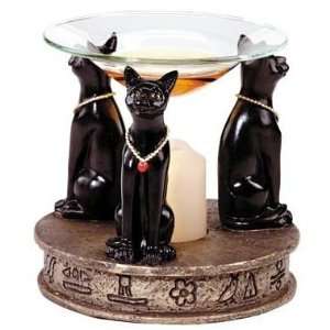 3 Black Temple Cats Oil Burner