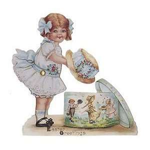  Victorian Girl with Easter Bonnet Moving Card