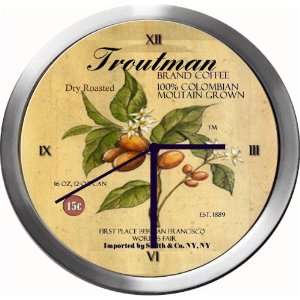  TROUTMAN 14 Inch Coffee Metal Clock Quartz Movement 